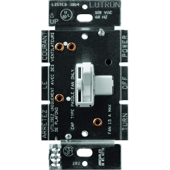Lutron Toggler 3 Speed Fan Control 1.5-A Single Pole/3-Way TGFSQ-FH-WH White