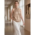 thumbnail image 5 of Deago Women's Elegant Twist Front Halter Sleeveless Satin Tank Tops Keyhole Back Summer Blouses Shirt, 5 of 9