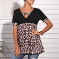 thumbnail image 5 of T-Shirt Femme Col en V Manches Courtes T-Shirt Blouse Décontractée Imprimée Robe Haut, Noir, m, 5 of 5