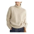 thumbnail image 5 of comerut Women Winter Sweater High Collar Long Sleeve Soft Warm Knitting Tops Solid Color Loose Fit Pullover Tops, 5 of 8