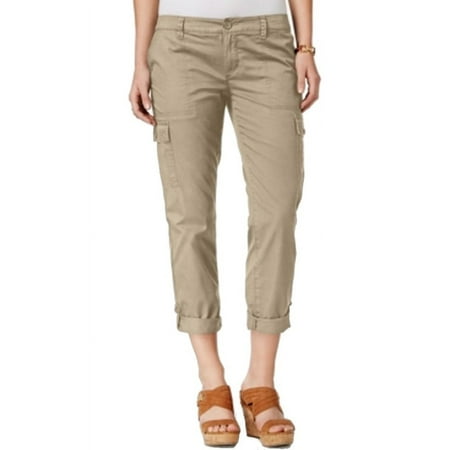 Tommy Hilfiger Womens Roll Cuff Casual Cargo Pants, Beige, 12