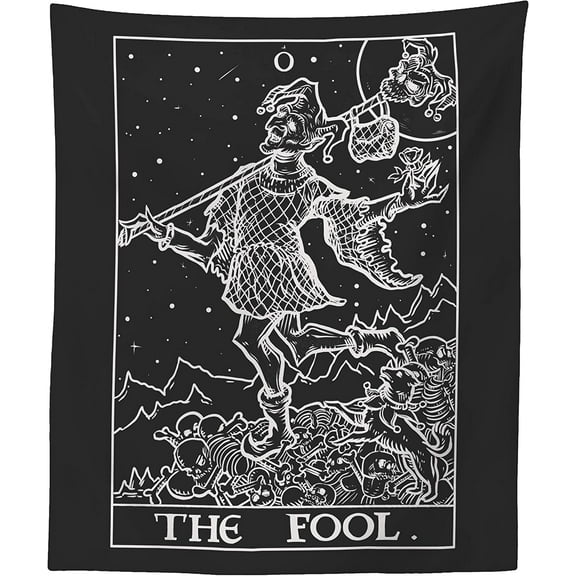 The Ghoulish Garb The Fool Tarot Card Terror Tarot Shadow Edition Tapestry 60" x 50"