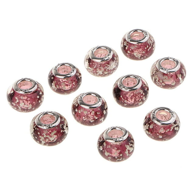 Abbracc 10PCS Coloré Glaçure Perles de Verre Lampwork 5mm Grand Trou Espaceur