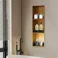 thumbnail image 2 of Stainless Steel Shower Niche 11" x 35" with 3 Shelves - Recessed Wall Mounted Shower Shelf Organizer for Bathrooms, Kitchens, Living Rooms, Balconies (Gold), 2 of 9