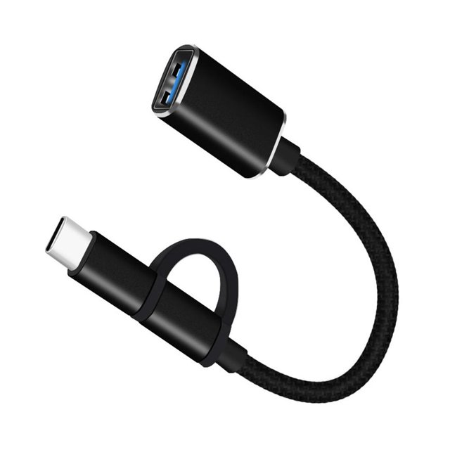 2 uds. Cable tipo c y micro USB a USB OTG Adaptador portátil 2 en 1 adaptadores para teléfono móvil
