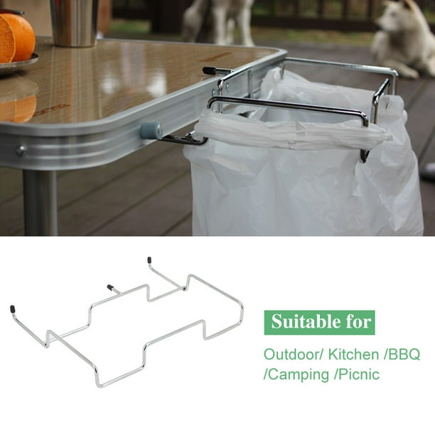 Qiilu Outdoor Trash Can Bracket Dustbin Cage Garbage Plastic Bag Holder  Table Rack,trash bag holder, trash bag rack 