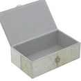 thumbnail image 6 of DecMode Gray Leather Handmade Cowhide Storage Decorative Box with Leather Loop Closure and Stitching Detail, Set of 2 10", 11"W, 6 of 14