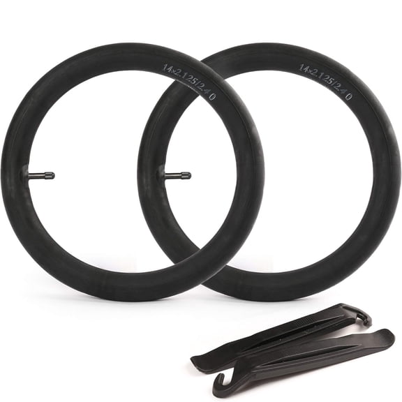 LotFancy 2Pcs 14" x 2.125/2.4 Mountain Bike Tubes with 2 Tire Levers, 32mm Schrader Valve