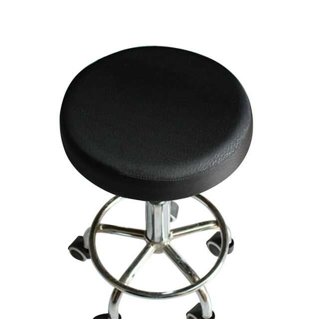 33cm Thick Elastic Barstool Seat Cushion Cover Cotton Stool Cover Round Chair Protector (Black)