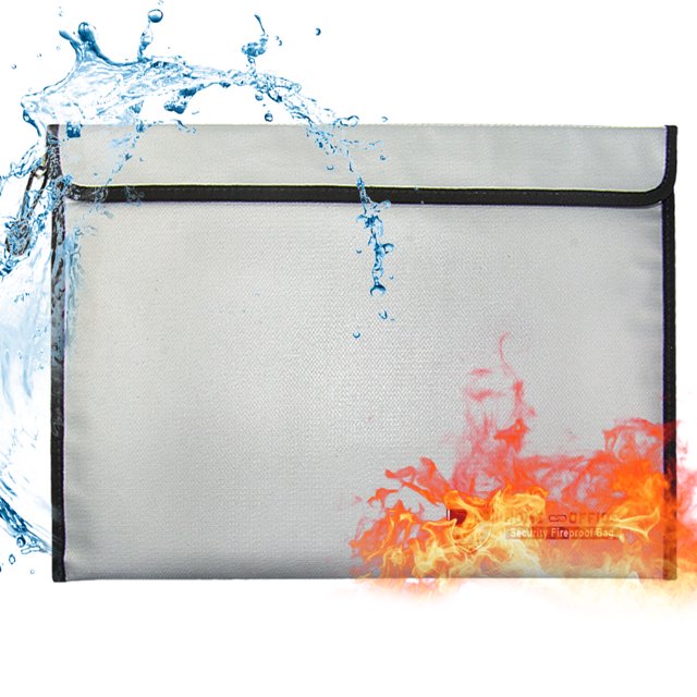 Muyoka Bolsa de documentos ignífuga de 14 x 11 pulgadas, bolsa de almacenamiento segura impermeable con cremallera, bolsa organizadora de almacenamiento para portadocumentos A4, objetos de valor, efec Muyoka Hogar