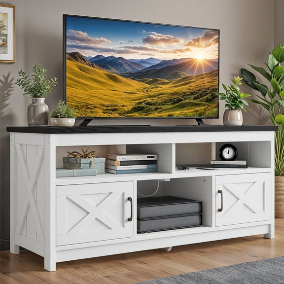 ModFusion Contemporary TV Stand, Open Storage, 59"L x 15.7"W