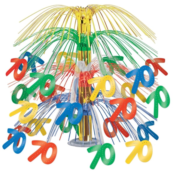 Beistle Happy 70th Birthday Multi-Color Cascade Table Top Centerpiece Party Decoration