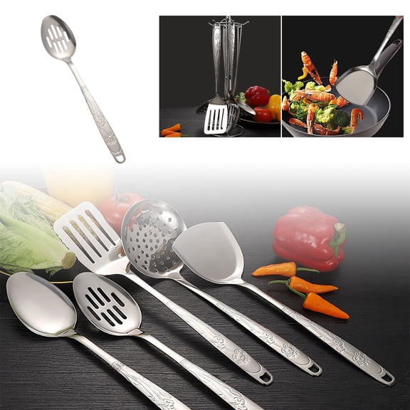 Household Non Stainless Steel Kitchenware Piece Set Kitchenware Rice And Soup Spoon Thickened And Lengthened Frying Spatula Cooking Utensils Set with Holder Stand Spurtle Wooden Cooking Utensils