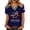 Blue, variant on America 250 Tshirt for Women Short Sleeve Patriotic 250 Anniversary Tops V Neck USA Flag Elements Independence Day Shirt White M