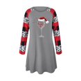 thumbnail image 4 of WXLWZYWL Women's Plus Size Christmas Dresses Cute Wine Glasses Graphic Color Contrast Long Sleeve Crewneck Tunics Shift Dress, 4 of 4
