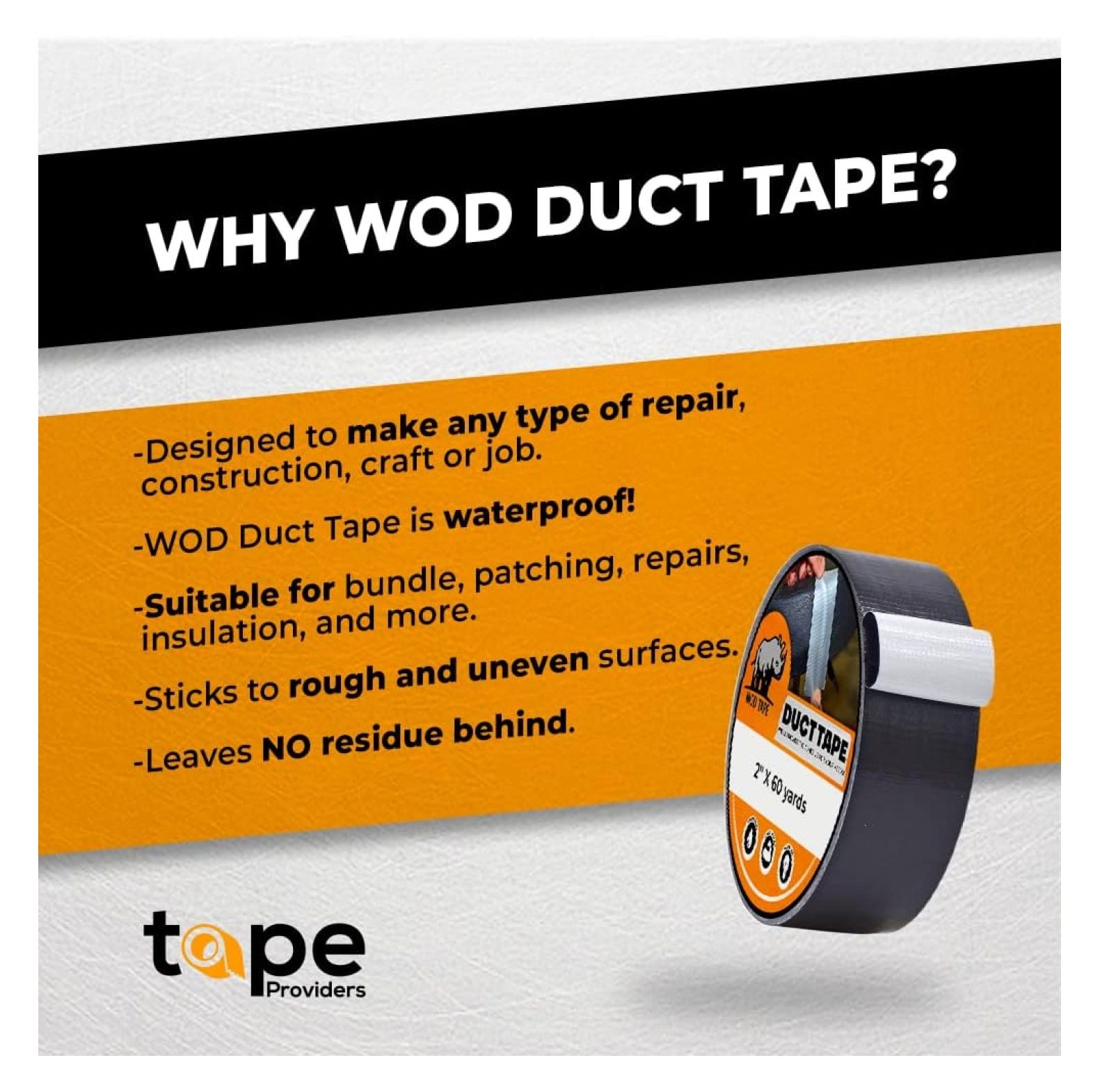 WOD DTC10 Advanced Strength Industrial Grade Red Duct Tape, 12 inch x 60 ft. Waterproof, UV Resistant For & Home Improvement