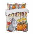 thumbnail image 2 of Quilts Twin Size, Rabbit Thanksgiving Soft Comforter Bedding Set for Bed, Fall Pumpkins Leaves Rustic Lightweight Quilted Bedspread with Pillow Cover(2 Pieces) for All Season, 68x86 Inch, 2 of 7