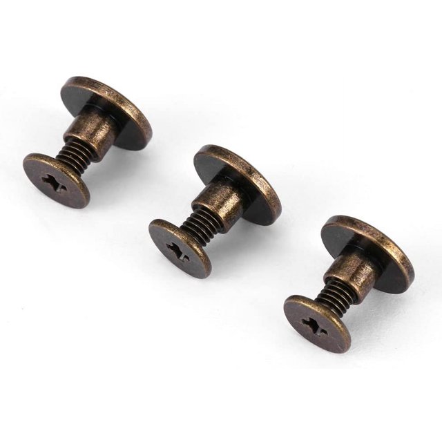 HUGFEGWE 20Pcs Flat Leather Rivets Chicago Binding Screws Posts Assortment Kit for Scrapbook Photo Albums Leather Repair (5mm) CJB91-78546