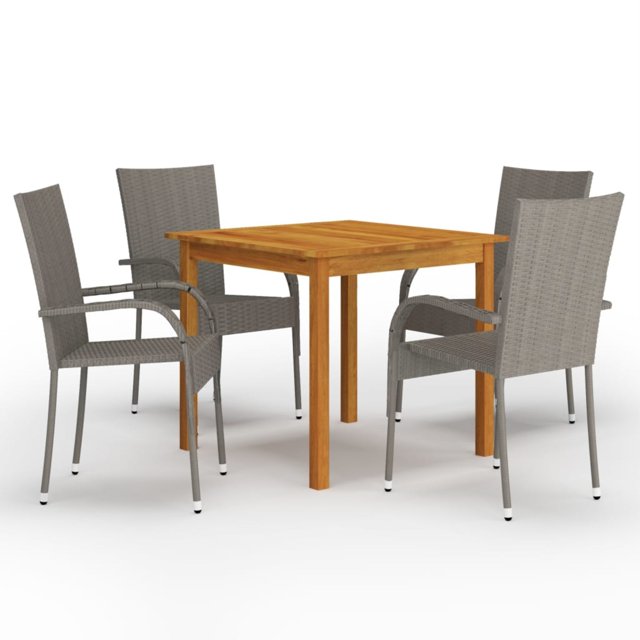 vidaXL Ensemble de Salle à Manger de Jardin 5 Pcs Gris