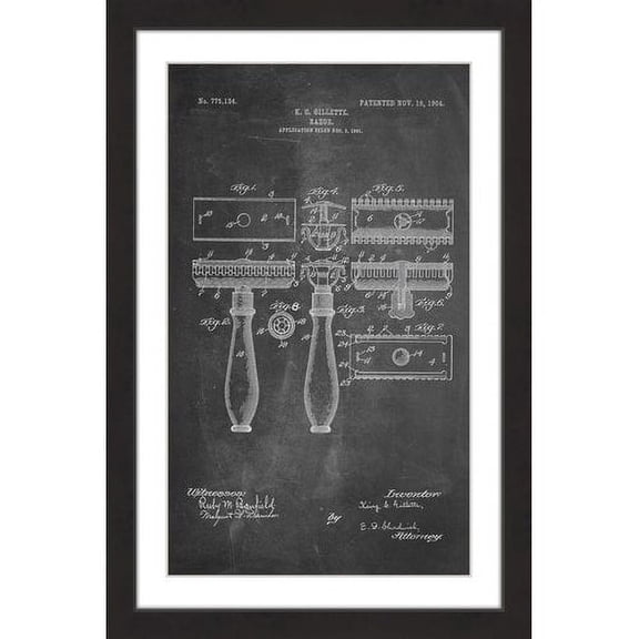 "Razor 1904 Chalk" Framed Painting Art Print, 16" x 1.5"