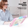 thumbnail image 4 of Case for iPad Air 11 Inch M3 2025/M2 2024 (7th/6th Gen) with Screen Protector, 360 Degree Rotating Kickstand Hand Strap Heavy Duty Shockproof Cover with Shoulder Strap, Rainbow Pink, 4 of 7