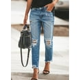 thumbnail image 5 of Chase Secret Womens Ripped Boyfriend Straight Jeans Hole Denim Jeans, 5 of 6