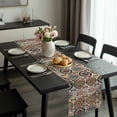 thumbnail image 2 of Abstract Flower, Table Runner 60 Inches Long, Oriental Bohemia Brown Geometric Leaves Kitchen Coffee Dining Table Decoration for Home Party Birthday Wedding Home Decor 13x60 Inches, 2 of 8