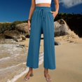 thumbnail image 3 of Women's wide-leg cropped wide-leg pants, flowy and casual , with pockets., 3 of 9