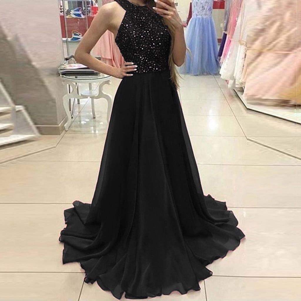blue floral flowy dress Sexy Fluffy Backless Black Tulle Prom Dresses, Black Evening Dresses –  abcprom main image 0