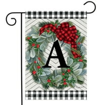 Briarwood Lane Winter Wreath Monogram Letter A Garden Flag