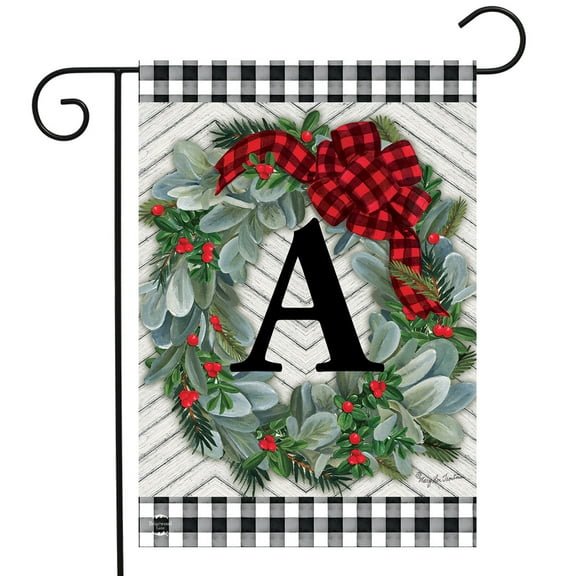 Briarwood Lane Winter Wreath Monogram Letter A Garden Flag