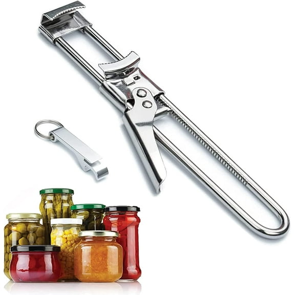 Adjustable Stainless Steel Jar Opener Professional Manual Jar Bottle Opener, Good To Grip Jar Bottle Opener, Lids Remover（Without Canned Food）