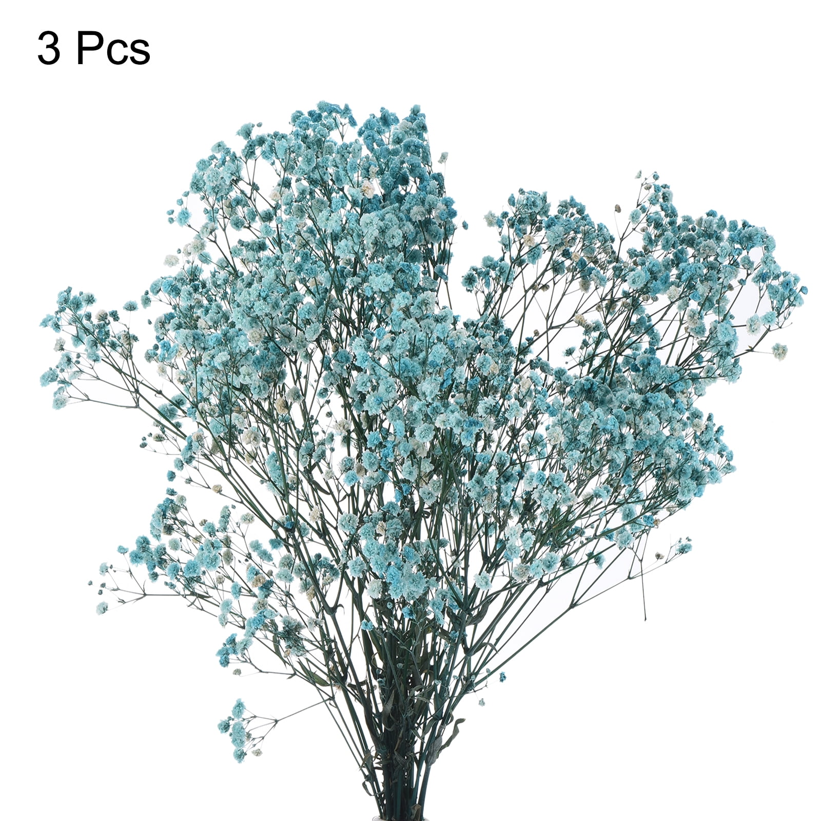 Uxcell Dried Baby's Breath Flowers 17 Inch Gypsophila Sky Blue Natural Baby's Breath Branches for Wedding Party Home Decoration 3 Pcs