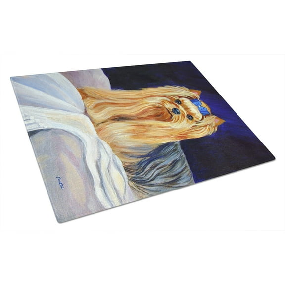 Caroline's Treasures Yorkie Glass Cutting Board Large