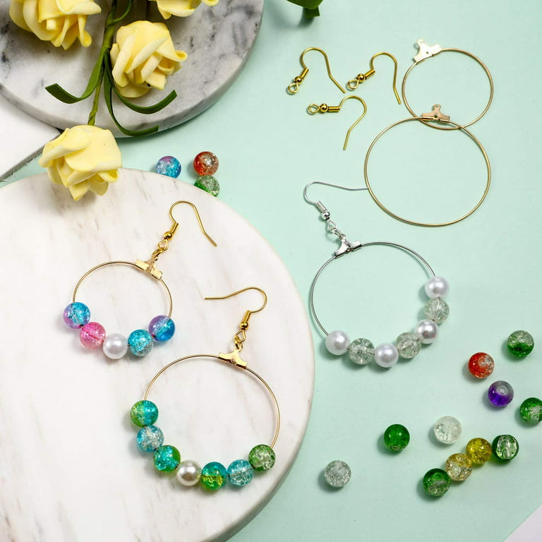 Earring Hoops for Jewelry Making, 100PCS 40mm 2 Colors Round Beading Hoops  for Earring Making Finding Component Accessories for DIY Hoop Earrings
