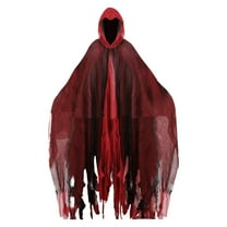 DAMAI Halloween Hooded Cloak,Scary Ghost Tattered Robe,Renaissance Medieval Wizard Death Cape for Adult Men Women