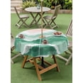 thumbnail image 5 of Sage Green Waves Coastal Outdoor Tablecloth with Umbrella Hole, Green Ombre Summer Beach Oceans Spillproof Waterproof Outdoor Table Cover, Patio Tablecloths for Party/Garden/Picnic, Round 54 inch, 5 of 9