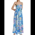 thumbnail image 1 of Vestido Maxi Floral para Mujer, Sin Mangas, Espalda Descubierta, Corte A, , Fluido, con Espalda Hueca y Tirantes Finos Azul L, 1 of 7