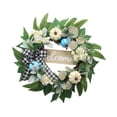 thumbnail image 2 of Corona de eucalipto artificial de 50 cm, ideal para primavera y verano, ideal para puerta de entrada, decoración de ventanas del hogar., 2 of 9