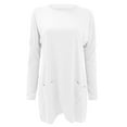 thumbnail image 4 of YEJIMAN Long Sleeve T-shirt, White Shirt Women Trendy, Full Size Pocketed Round Neck Long Sleeve T Shirt Women's Spring and Autumn Pocket Round Neck Long Sleeve T Shirt Casual Loose Top, Big & Tall, 4 of 5