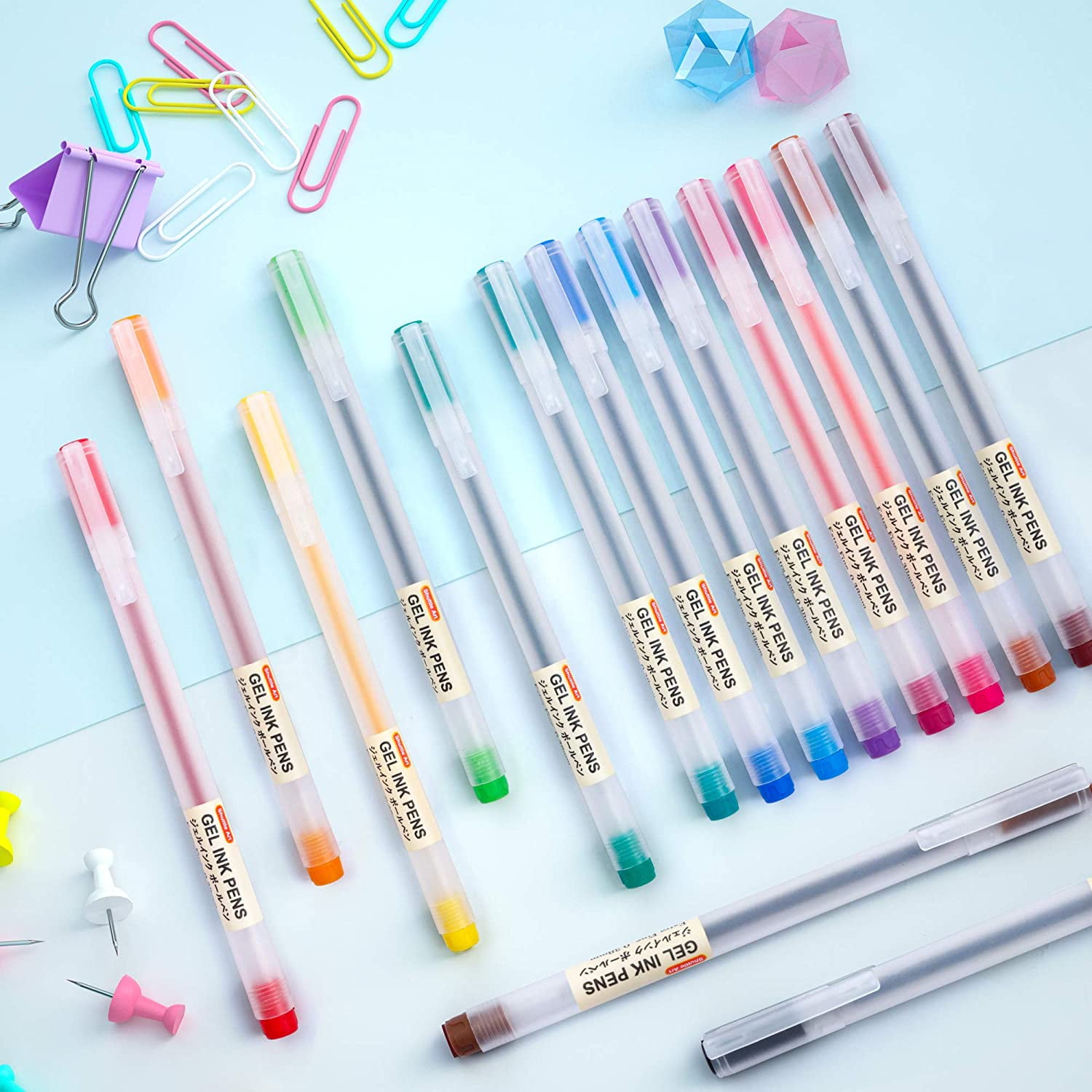 (3 pack) Art Gel Pens, Shuttle Art 15 Colors Japanese Style Pens, 0.38mm Extra-Fine Ballpoint Pens for Home and Office
