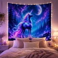 thumbnail image 2 of Unicorn With Glowing Rainbow Mane in Moonlit Galaxy Sky, Dreamy Fantasy for Fantasy Decor Lovers, Mythical Wall Art, Birthday Gift, Tapestry Wall Hanging for Bedroom, Living Room and Dorm, 2 of 7