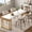 White-112“, variant on 17" to 112" Extendable Dining Table, Transformer Folding Console Table for 2 to 8 People, Space-Saving Wooden Kitchen and Dining Room Table with Faux Marble Top, Black