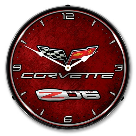 Collectable Sign and Clock C6 Corvette Z06 LED Lighted Premium Wall Clock