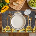 thumbnail image 4 of Farmhouse Cow Placemats Set of 12, Vintage Country Sunflower Botanical Black Placemats for Dining Table, Place Mats for Kitchen Tabletop, Waterproof Wipeable Dining Table Mats Set, 4 of 9