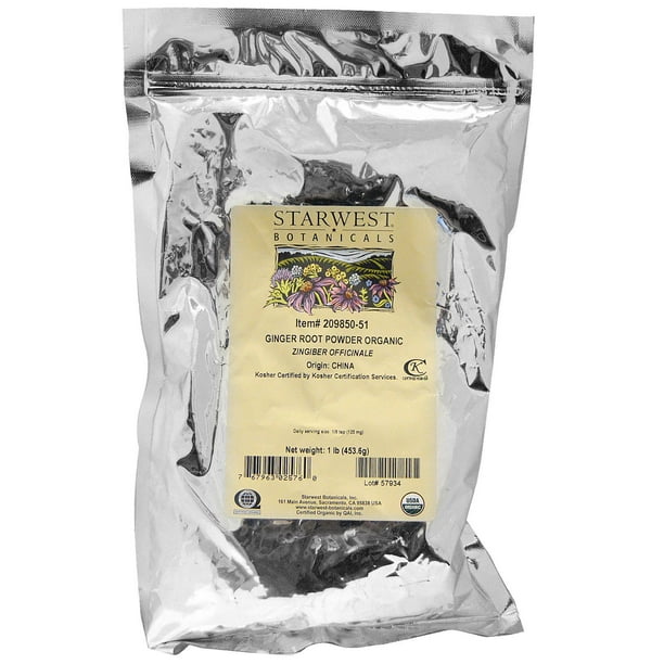 Starwest Botanicals Ginger Root Powder, Organic, 1 lb (453.6 g