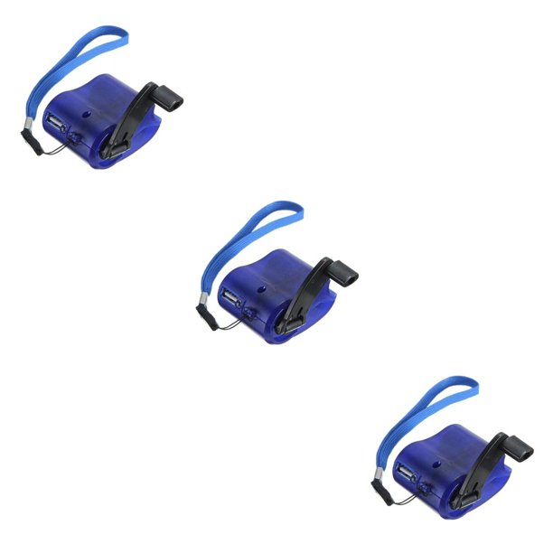 Inteprter manivela usb teléfono móvil portátil generador de energía manual al aire libre indicador led bolsillo mochilero emergencia azul Type1 NO1