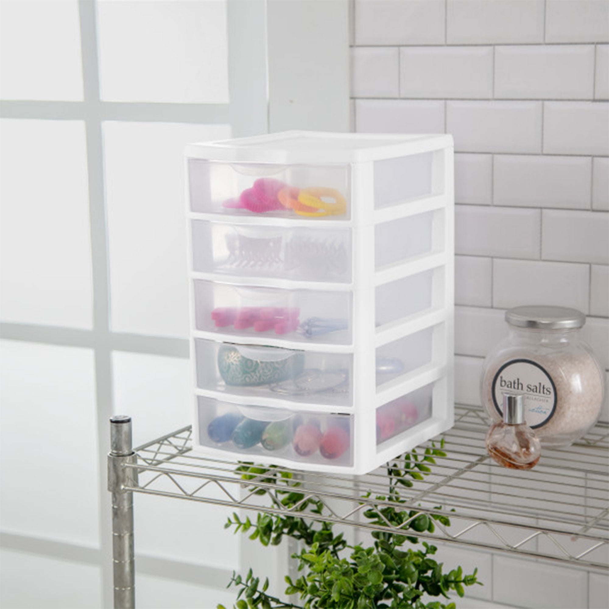 Sterilite Clearview Small Plastic 5 Drawer Desktop Storage System, 16 Pack