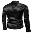 thumbnail image 2 of Men Satin Ruffle Shirts Long Sleeve Stand Collar Slim Fit Dress Shirt, 2 of 6