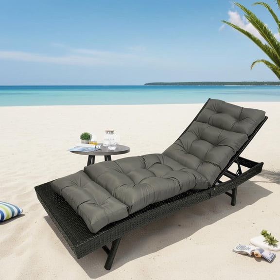 JOVELL Outdoor Chaise Lounge Cushion, 71"×20"×4" Thick Waterproof Patio Furniture Cushion, Fade & UV Resistant Rocking Chair Pad for Pool Backyard Beach, 1Pack, Dark Gray